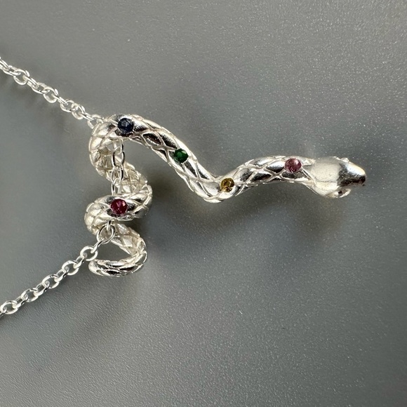 Sterling Silver Rainbow Snake Necklace - Picture 10 of 13